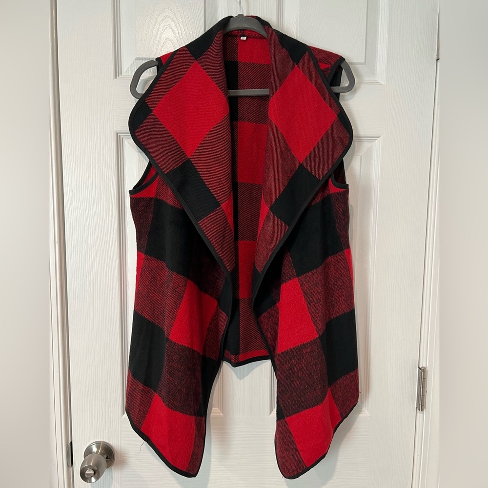 Black and Red plaid vest